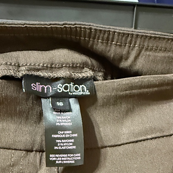 Slimsation By Multiples Chocolate Straight Leg Pants - Picture 6 of 7